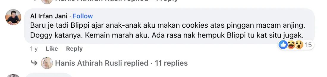 Komen bapa: anak meniru makan biskut atas pinggan anjing selepas tonton Blippi